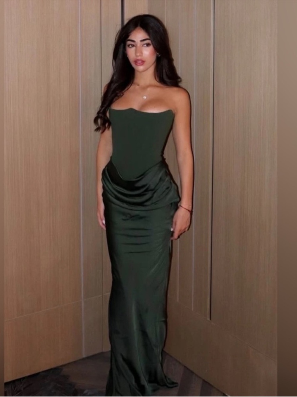 HOUSEOFCB 'Persephone' Emerald Green Crepe Corset Dress/Small $329 - Picture 7 of 11